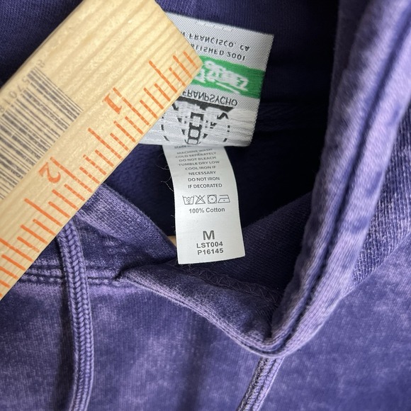 San Franpsycho Mens M Hoodie Sweatshirt Faded Purple Front Back Logo Alien UFO - Picture 5 of 8